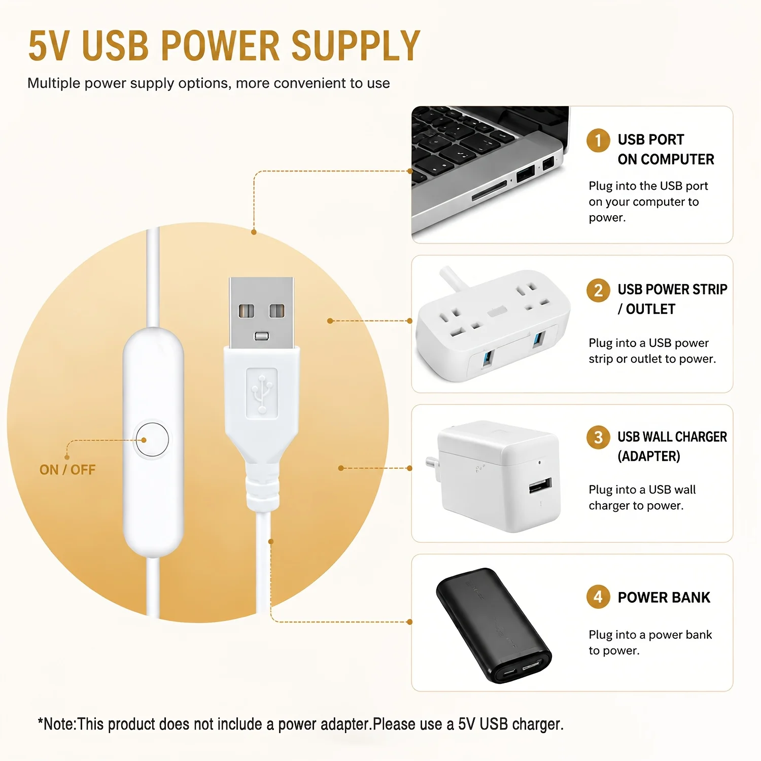 USB Button Switch 2835 LED Str - Outdoor Use Power Strip ulasan dan harga